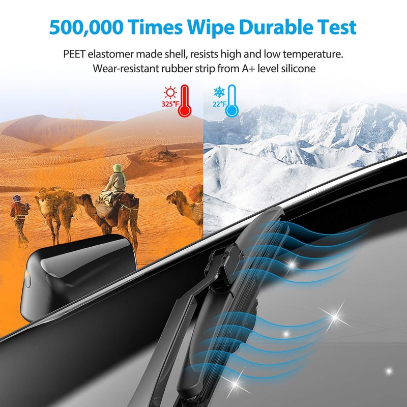 METO T6 Silicone Windshield Wiper Blades, 26 and 18 inches (set of 2) - Image 5